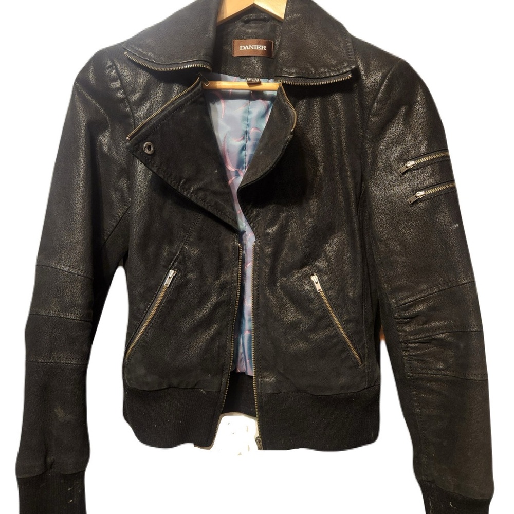 Danier Unique Black Leather Jacket